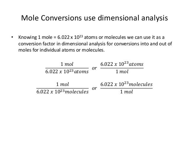 2 6 Unit Conversion Mole Conversions Atom And Molecule To Mole