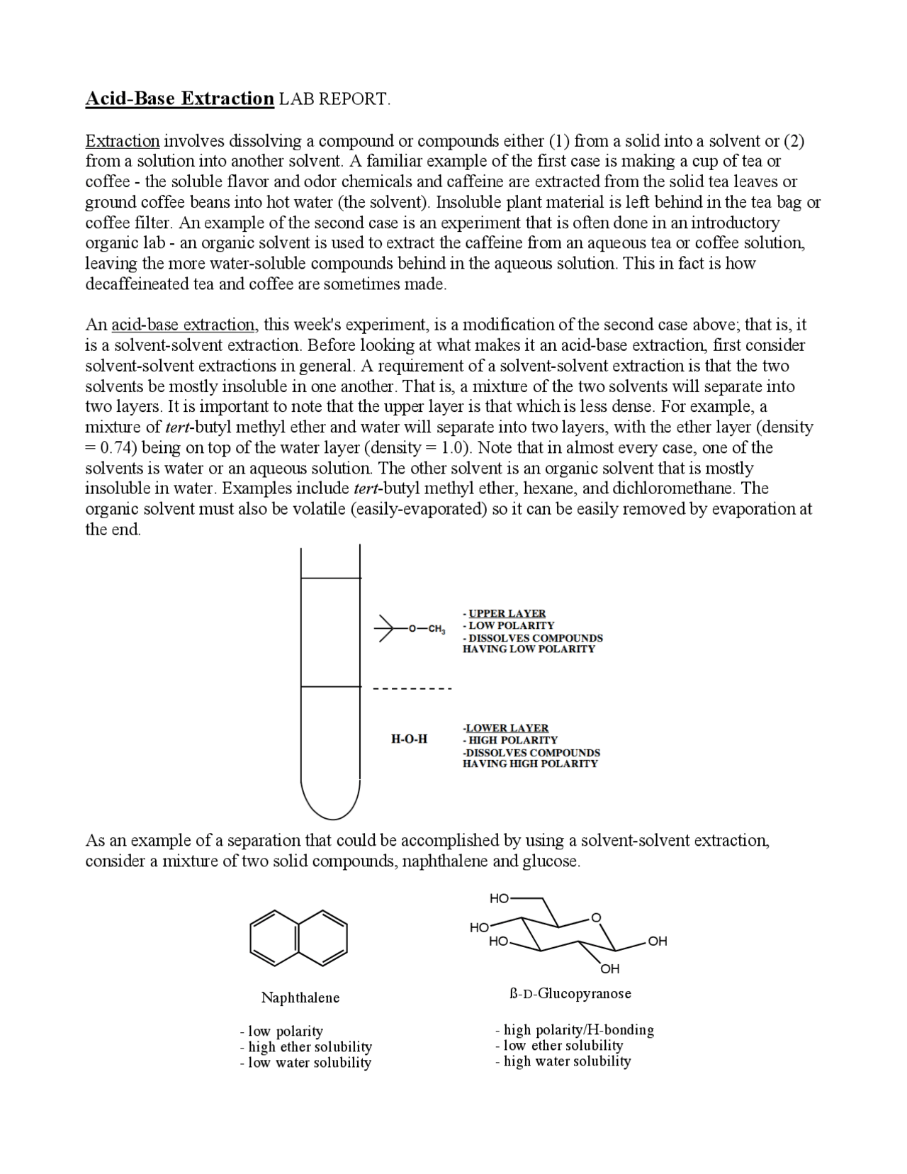Acid Base Extraction Lab Report Organic Chemistry Docsity Acid Base Extraction Lab Report Organic Chemistry Docsity