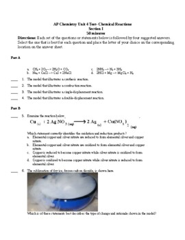 Ap Chemistry Unit 4 Test Chemical Reactions By Science Short Stop Ap Chemistry Unit 4 Test Chemical Reactions By Science Short Stop