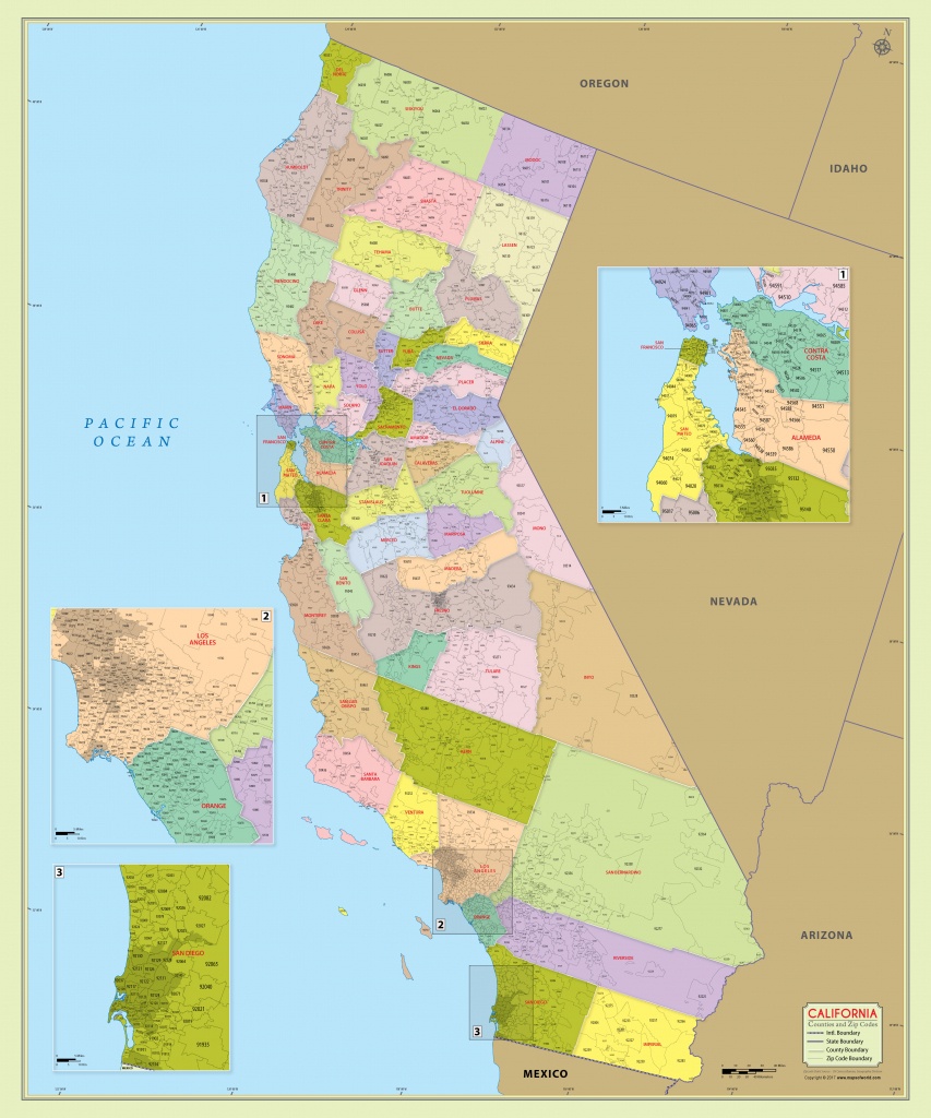 Buy California Zip Code Map With Counties Buy California Zip Code Map With Counties