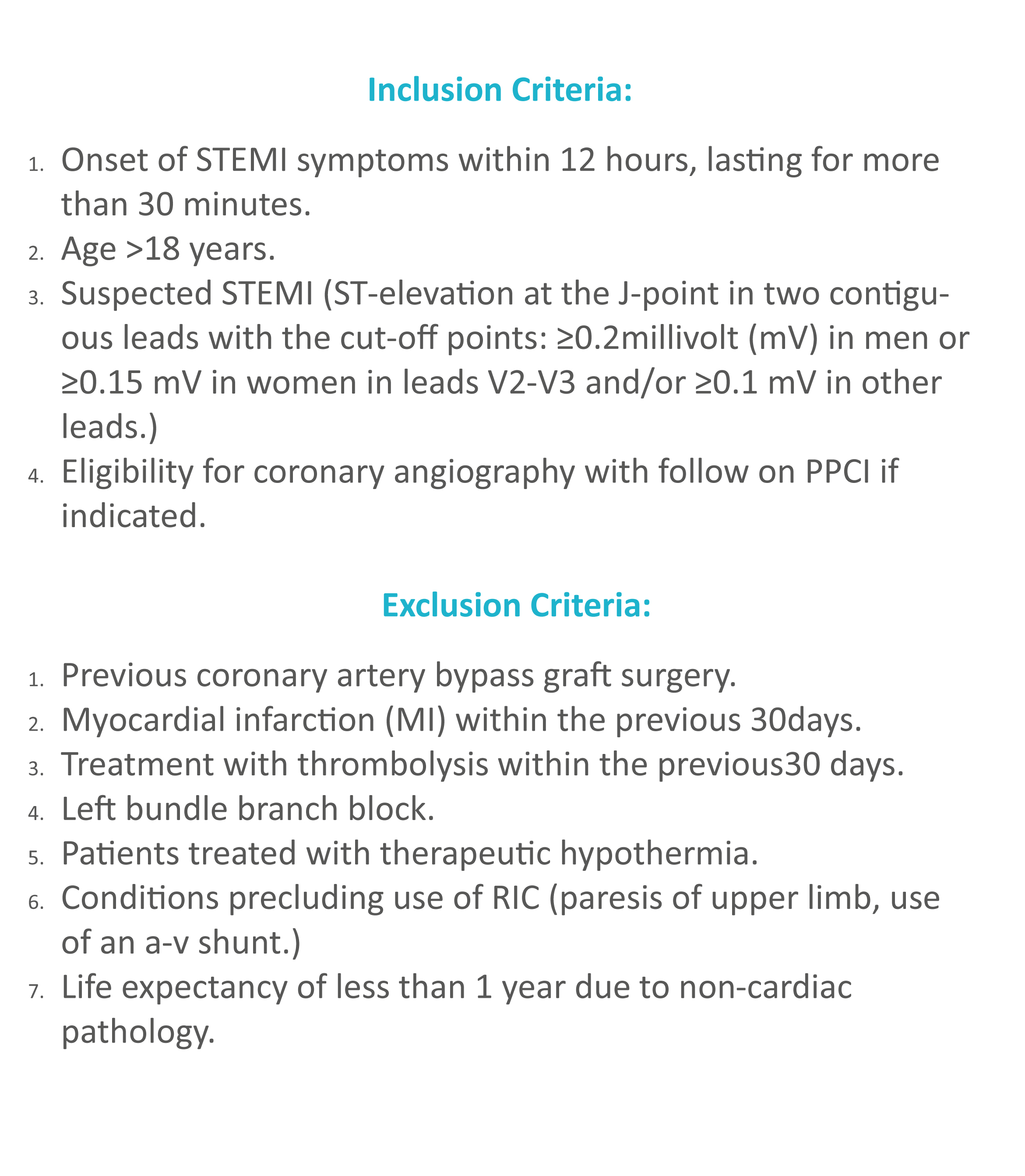 Examples of Inclusion Criteria for Research Studies