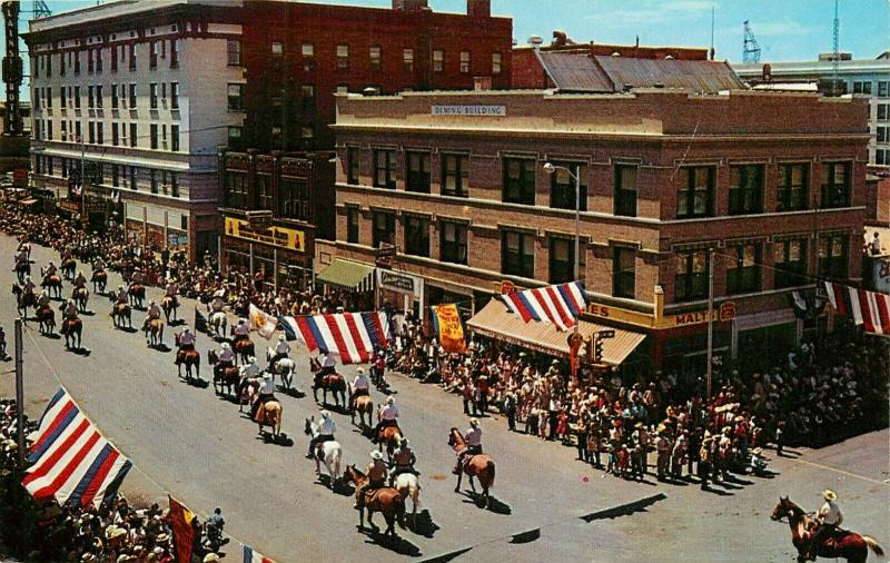Frontier Days Parade Cheyenne Wyoming Aerial View Postcard Hippostcard Frontier Days Parade Cheyenne Wyoming Aerial View Postcard Hippostcard