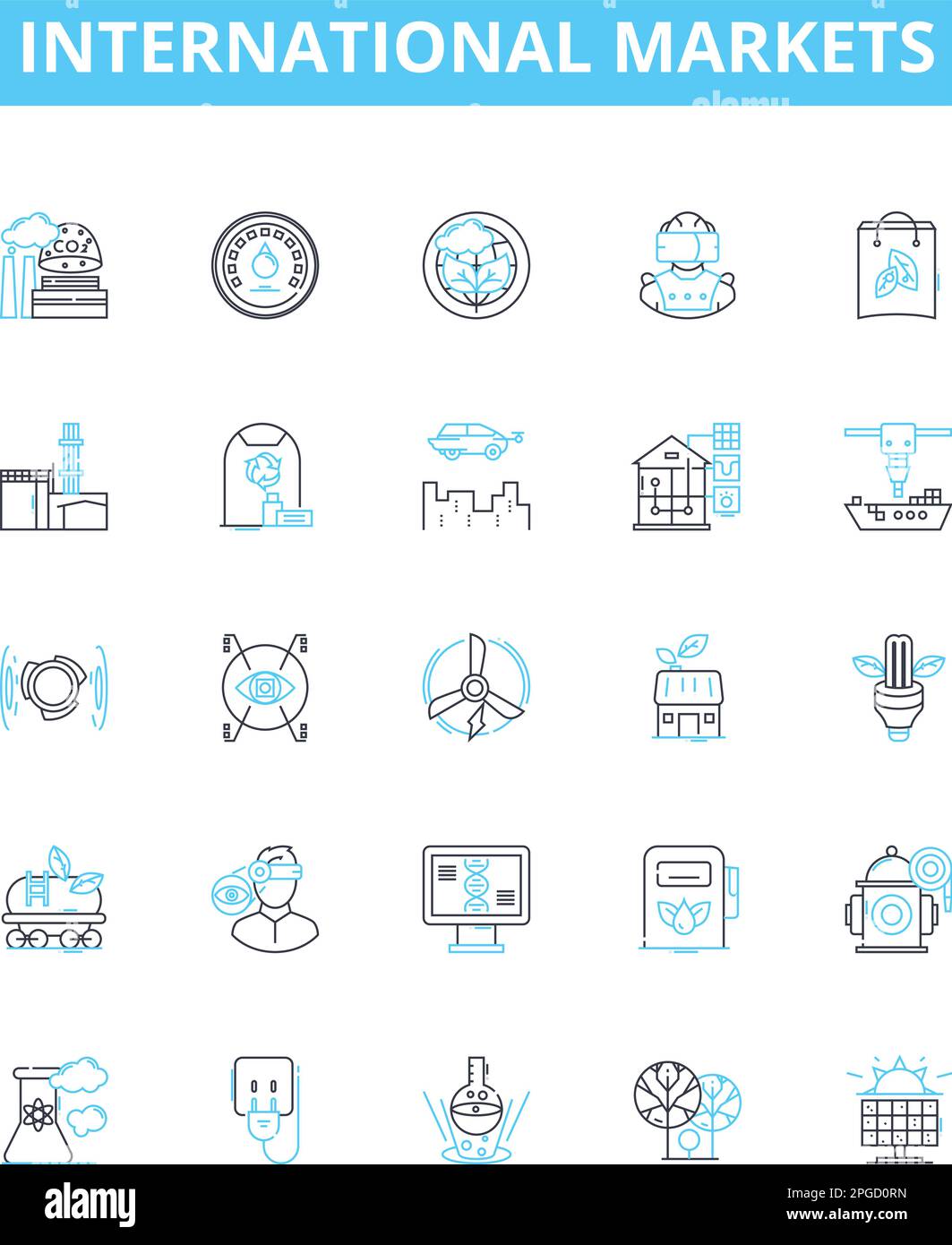 International Markets Vector Line Icons Set Global Overseas Markets International Markets Vector Line Icons Set Global Overseas Markets