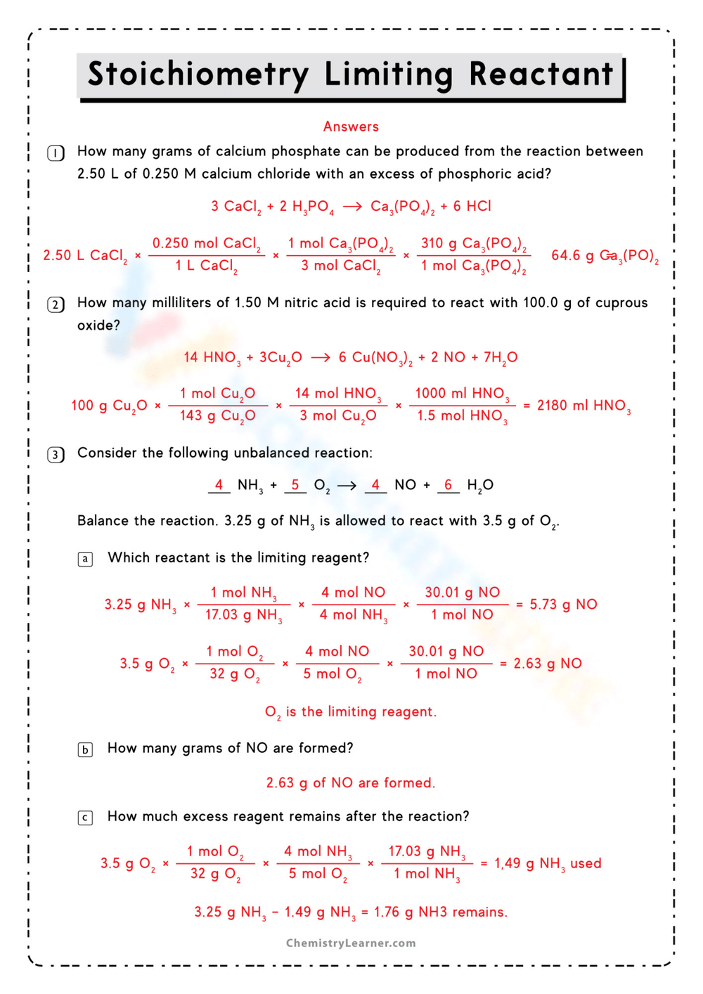 Master Limiting Reactant with Practice Problems Worksheet