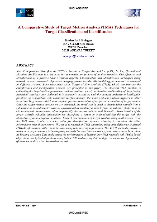 Pdf A Comparative Study Of Target Motion Analysis Tma Techniques Pdf A Comparative Study Of Target Motion Analysis Tma Techniques