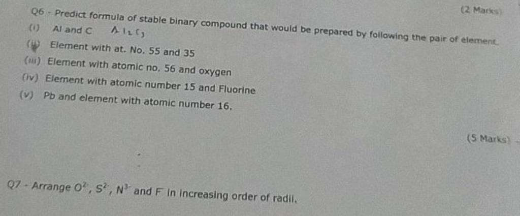 Pls Solve Q3 3 Predict The Formula Of The Stable Binary Compound That Pls Solve Q3 3 Predict The Formula Of The Stable Binary Compound That