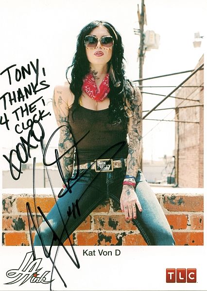 Signed Kat Von D Postcard By Tony Viscardi Signed Kat Von D Postcard By Tony Viscardi