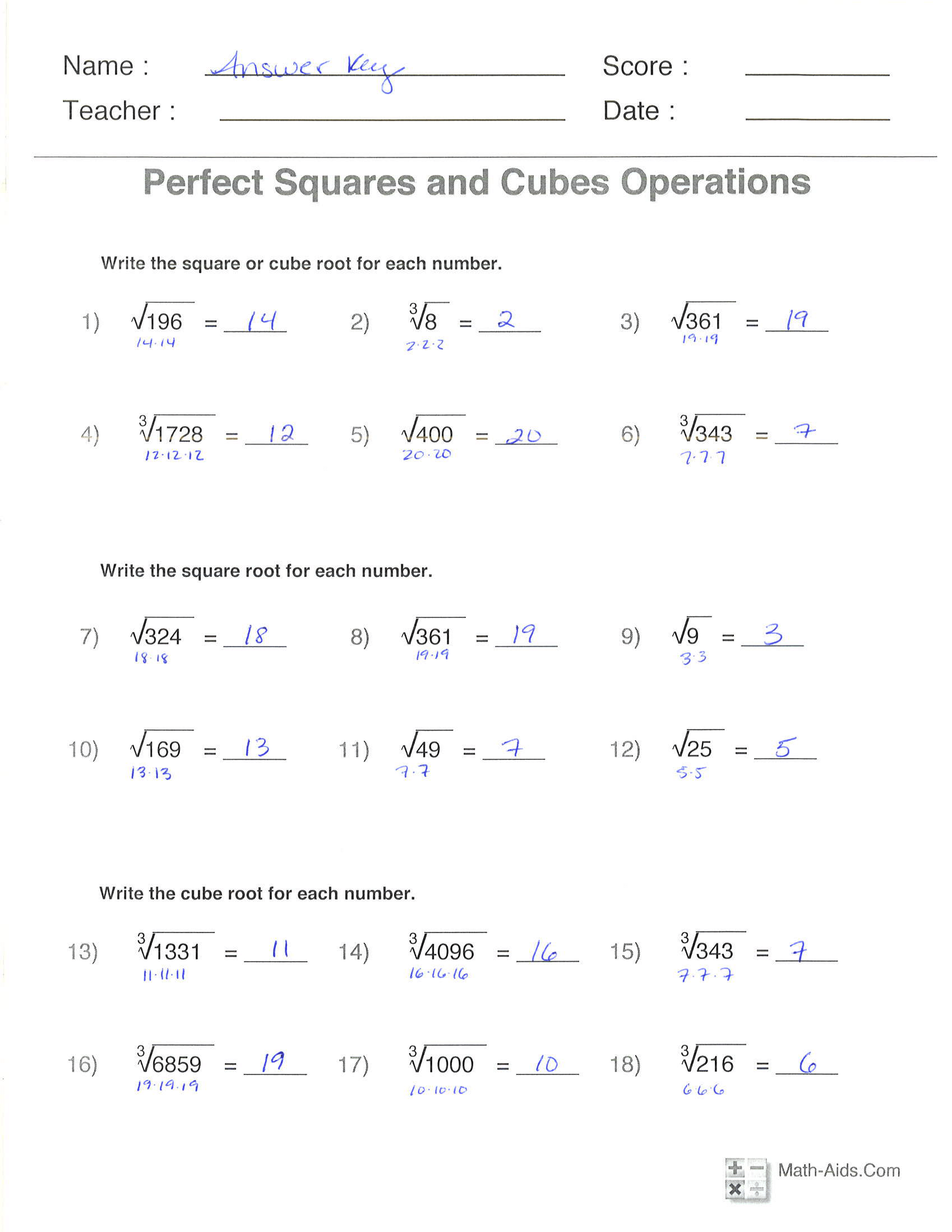 Mastering Square Roots and Cube Calculations: A Quick Guide
