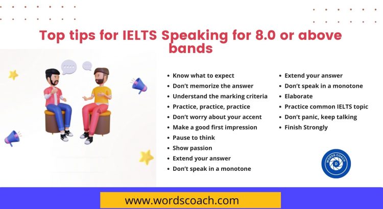Top Tips For Ielts Speaking For 8 0 Or Above Bands Word Coach Top Tips For Ielts Speaking For 8 0 Or Above Bands Word Coach